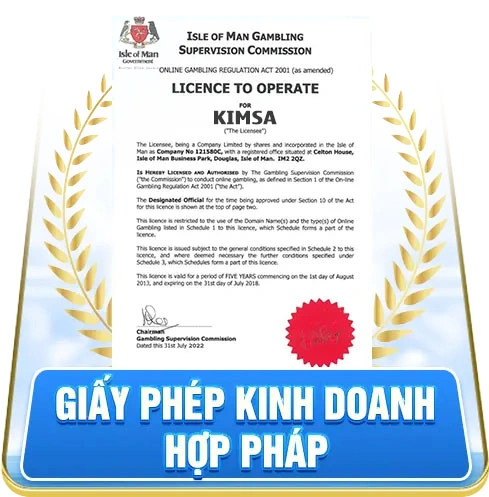 Kimsa được cấp giấy phép hoạt động kinh doanh hợp pháp